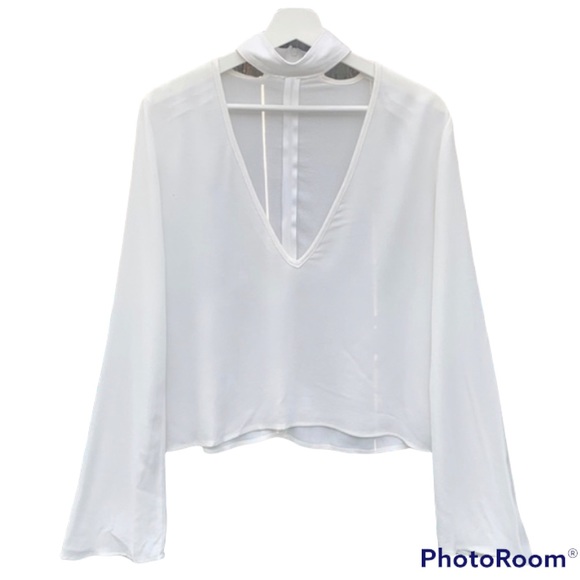 Flynn Skye Memphis Choker Neck White Top Sz M - Picture 2 of 11